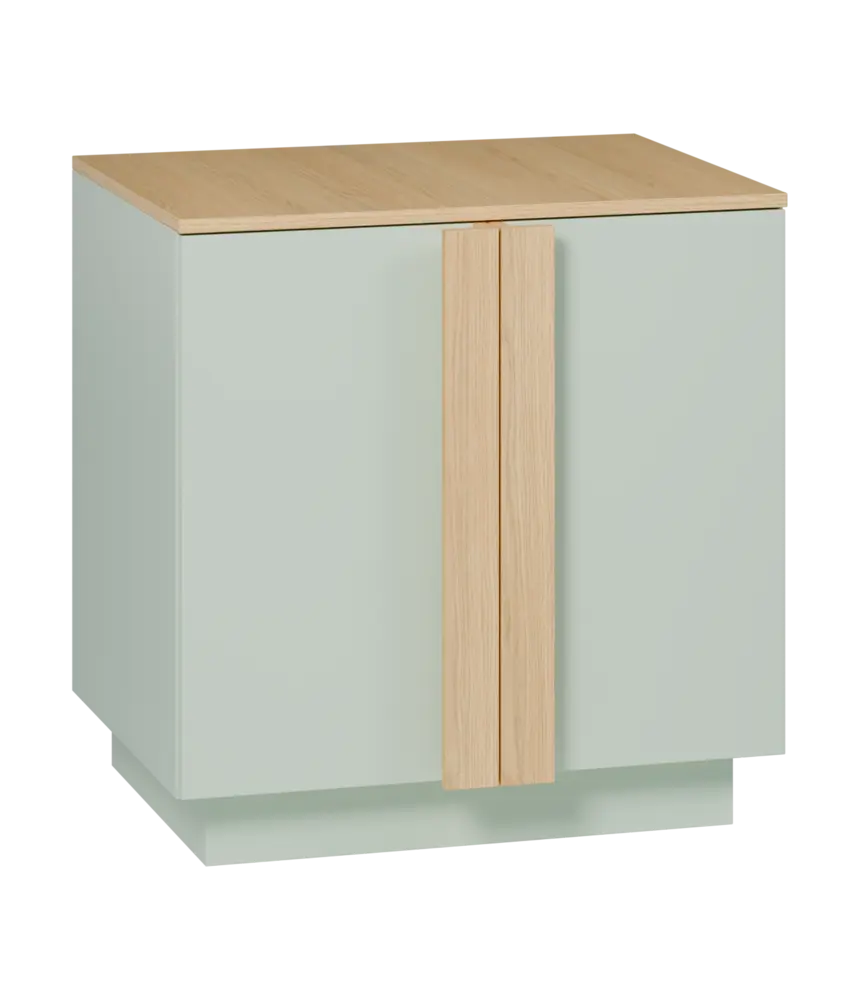 QL 2 - 8D skříň šatní, 2-dveřová, police, 820x800x620 mm, šedozelinkavá/dub královský